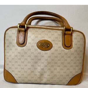 Vintage Gucci Bone Waxed Canvas Insignia Handbag with serial number!